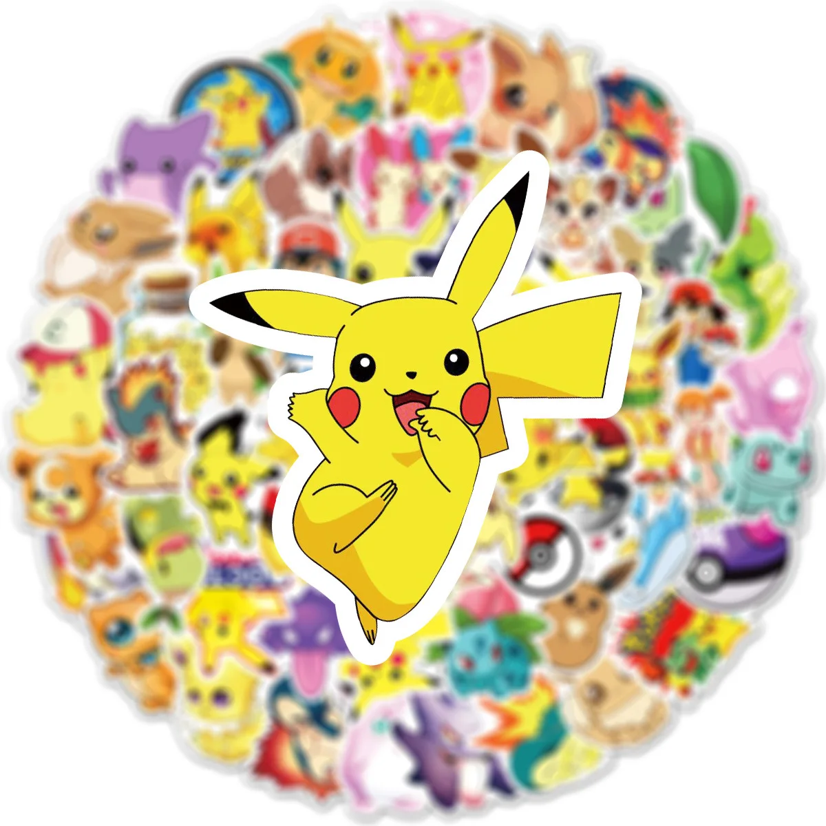 100Pcs Pokemons Kawaii Pikachu Stickers for Luggage Skateboard Phone Laptop Motorcycle Bicycle Guitar Sticker Kids Toys