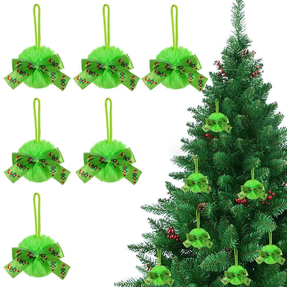 

6 Pcs Christmas Ornaments Festive Collection DIY ACCESSORIES Cute Plush Ball Charm Christmas Pendants And Ornaments Drop