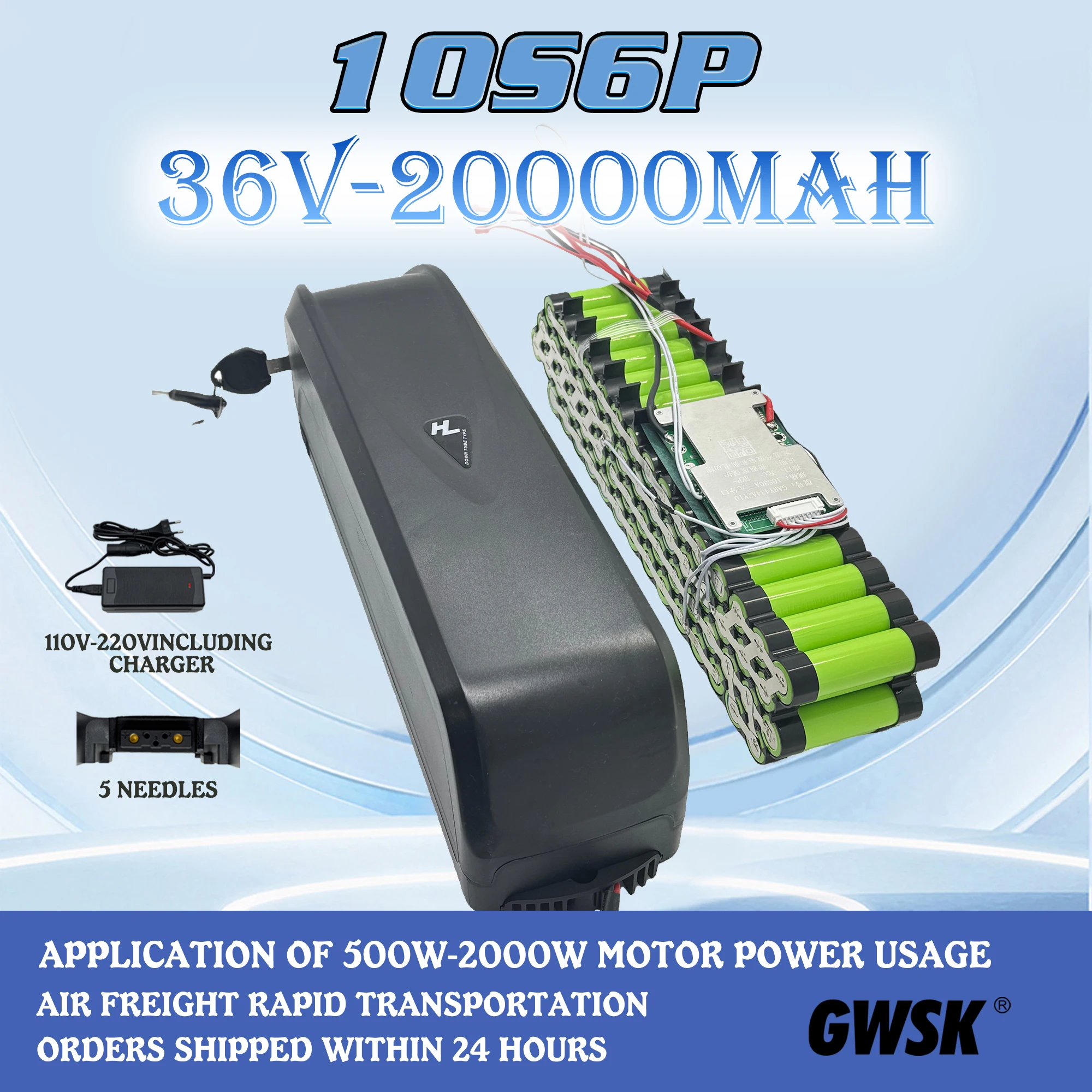 بطارية سكوتر كهربائي 36 فولت، سعة حقيقية 100% 20 أمبير، BMS35AH مدمجة، شاحن، مناسبة للطاقة أقل من 2000 وات #1