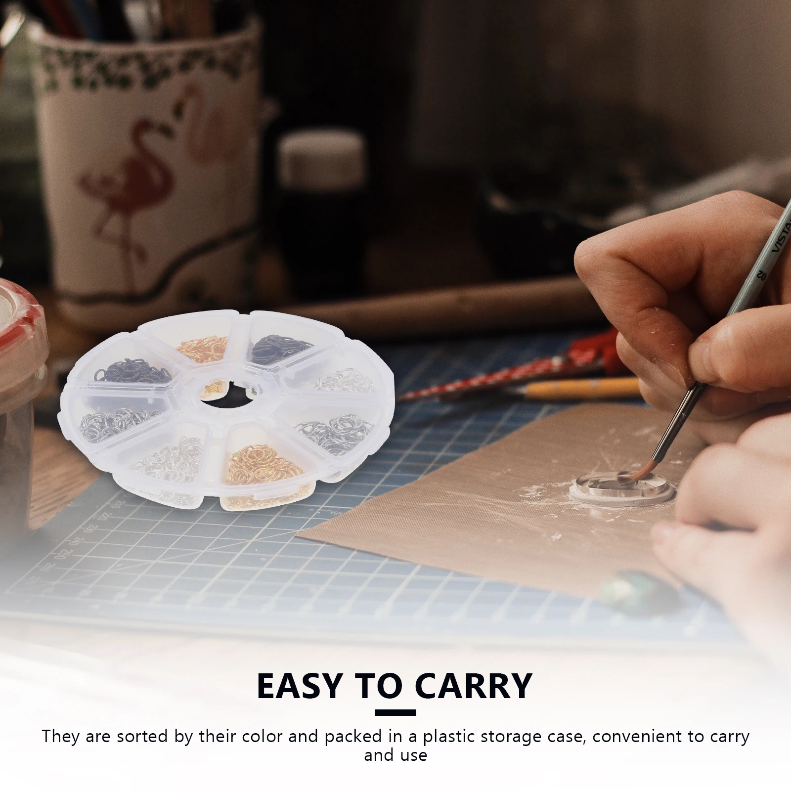 

DIY Jewelry Accessories Tool Box 8 Compartments Metal Beads Open Jump Rings for Necklaces Crafting Storage Case