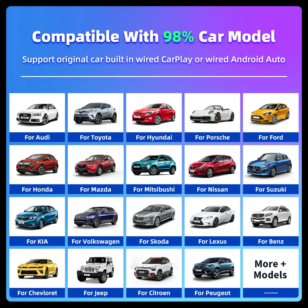 محول CarPlay اللاسلكي 2in1 وAndroid Auto Wireless Android Auto Dongle Box لأودي فورد أوبل سكودا هيونداي تويوتا فولفو