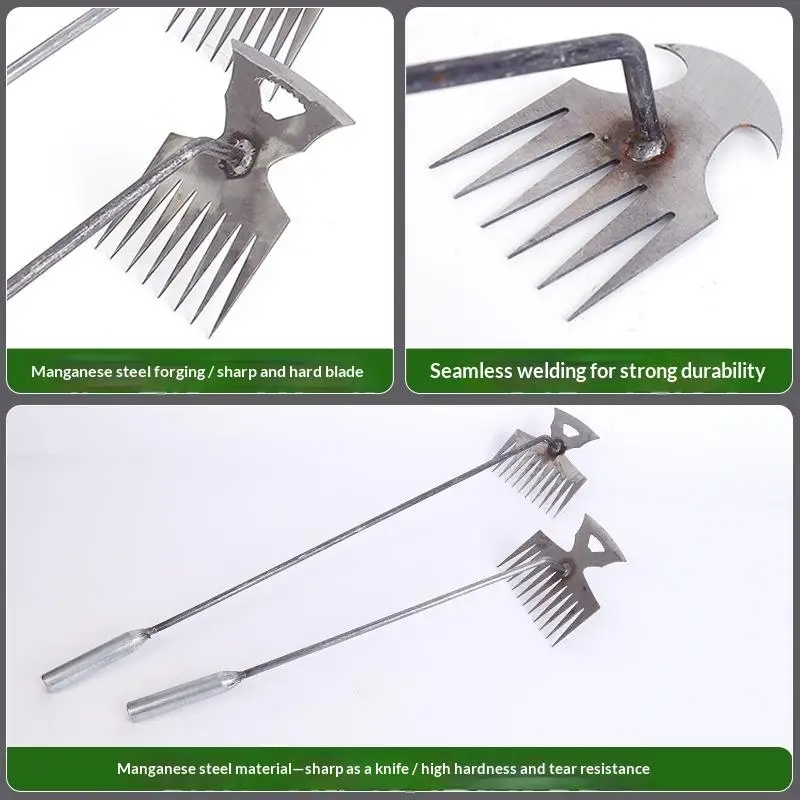 1Pcs Extended Manganese Steel Weeding Multi Purpose Farm Gadget Pull Weeds By Roots Grass Raking And Soil Loosening