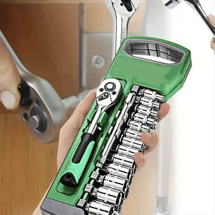 72 Tooth Socket Sleeve Wrench Set 1/4" 3/8" Wear-resisting Ratchet Wrench Socket Cr-V High Hardness Auto Repair Spanner Tool