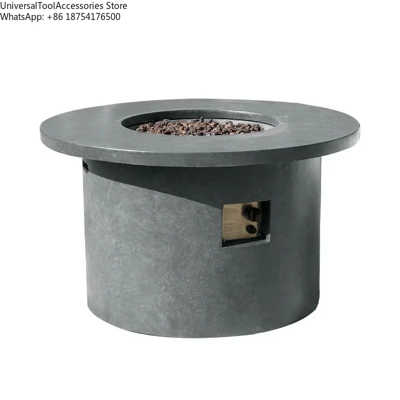 

Round Patio Fireplace Fire Pit Table Concrete Dinning Table for Garden