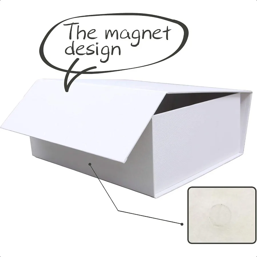 Rsgift Weiße Geschenkbox mit Deckel, 7,8 x 7 x 3,1 Zoll, Magnetverschluss, kleine Box für Männer, Hochzeit, Geburtstag, Abschlussverpackung