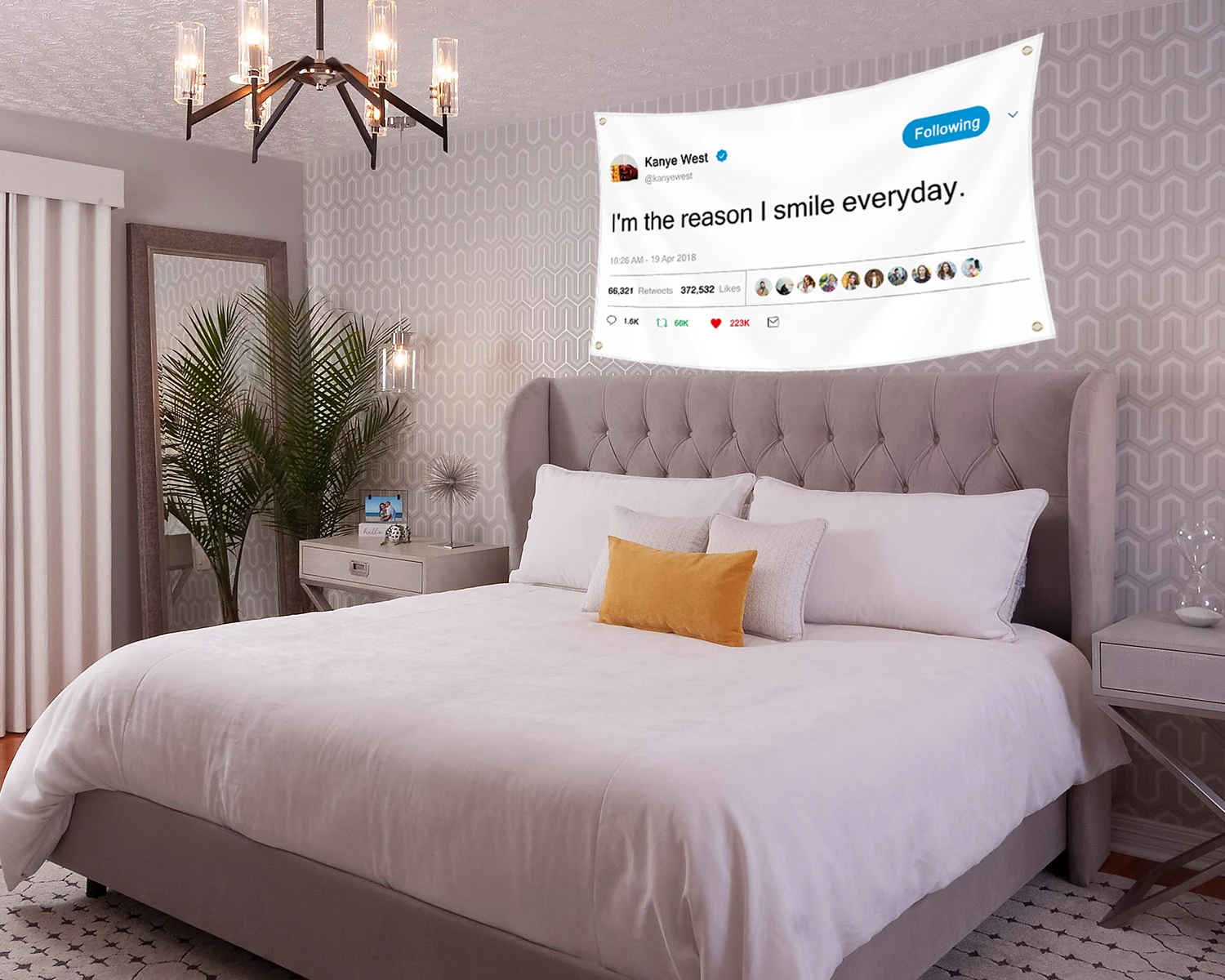 Kanye Flag Tapestry I'm the Reason I Smile Everyday Funny Poster Vivid Color Party Living Room Parties Digital Printing Gift Bed