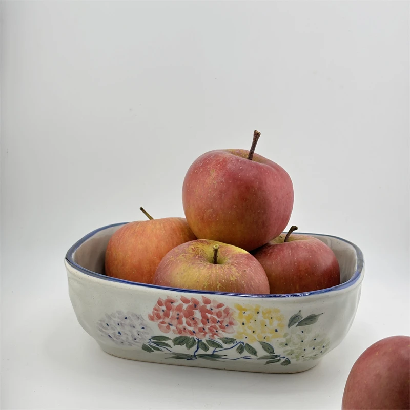 

Чаша ручной работы из керамики с сине-белой подглазурной росписью, глубокая, для фруктов и салатов, в стиле ретро, китайская, для фруктовой корзины