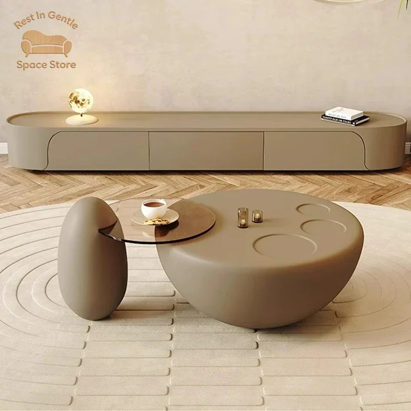 Designer Cute Coffee Table Decoration Living Room Round Sweet Coffee Table Accessories Aesthetic Mesa Auxiliar Home Furniture