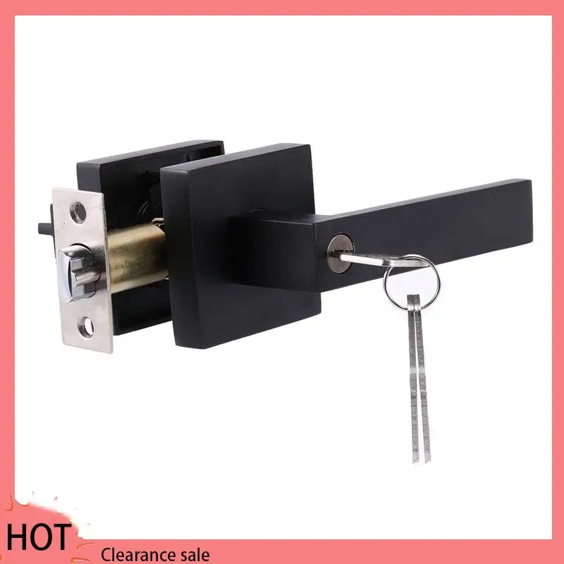 

A88Z 5X Door Handle Door Handle Lock Square Channel Privacy Mask Interior Bathroom Three-Bar Spherical Lock-Black