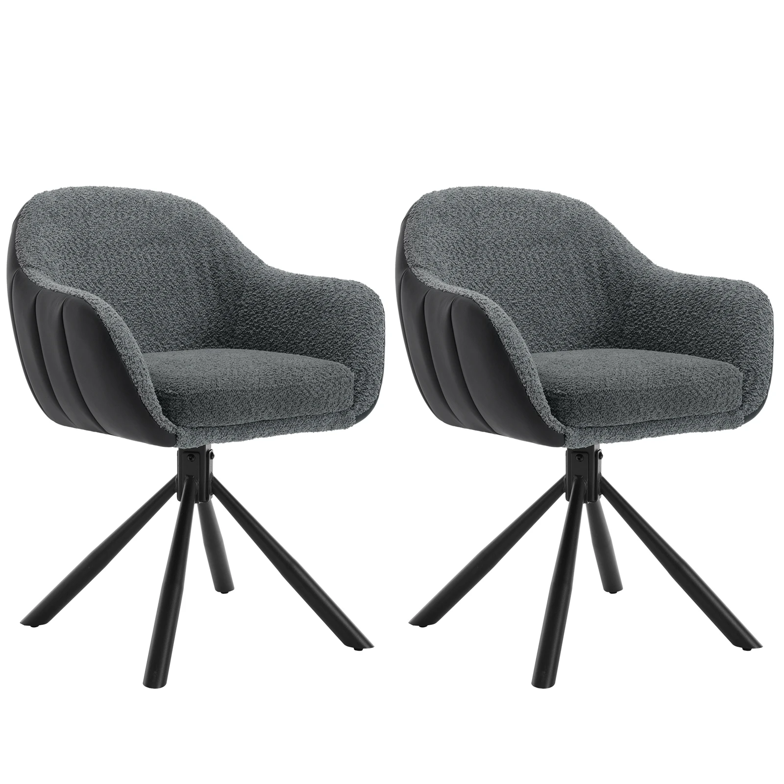 2PCS/SET Upholstered Swivel Kitchen Chair Ergonomic Lounge Chair with Armrests Designer Dining Chair for Living Room Restaurant