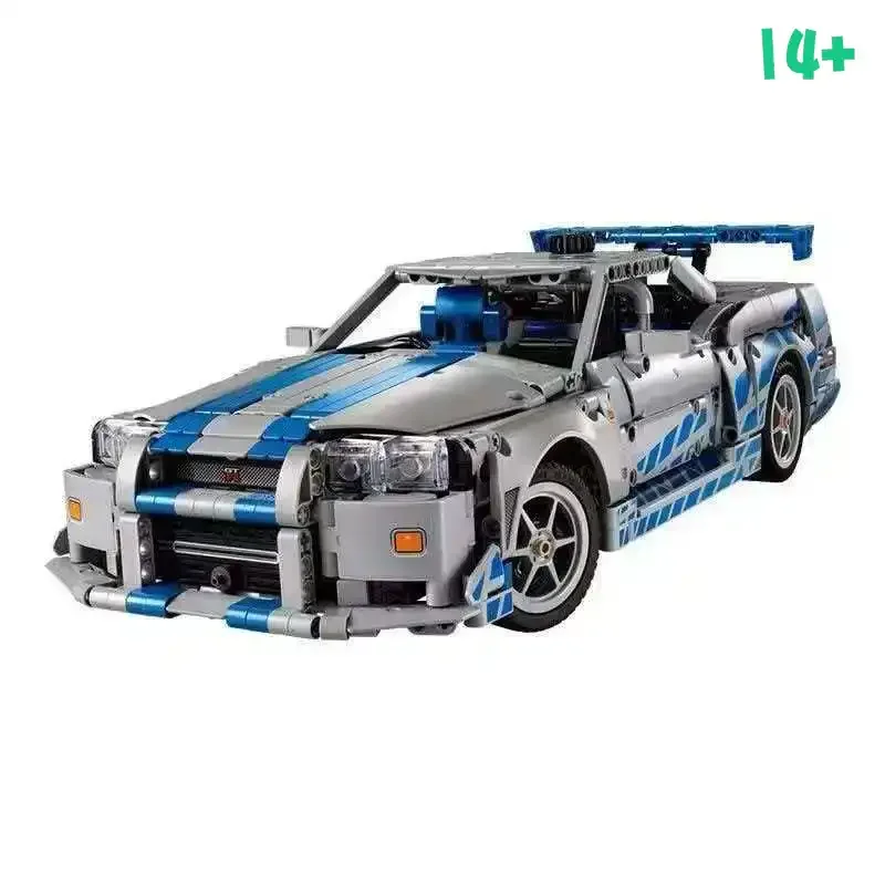 

Креативный конструктор MOC: высокотехнологичный гоночный автомобиль, 1410 деталей, для взрослых 18+, реалистичный дрифт, движущийся 6-цилиндровый двигатель, премиальный подарок