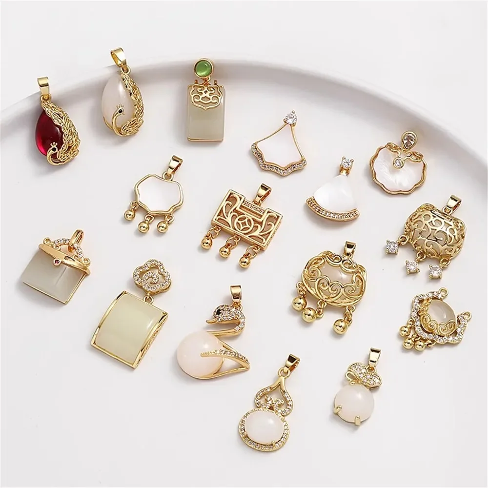 

14K Bag Gourd Safe Lock Fupai Pendant Diy Handmade Bracelet Necklace Jewelry Accessories L349