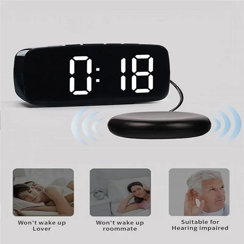SHGO-Super Loud Vibrating Alarm Clock For Deaf Hard Of Hearing For Heavy Sleeper Snooze With Bed Shaker Multifunctional Dual USB