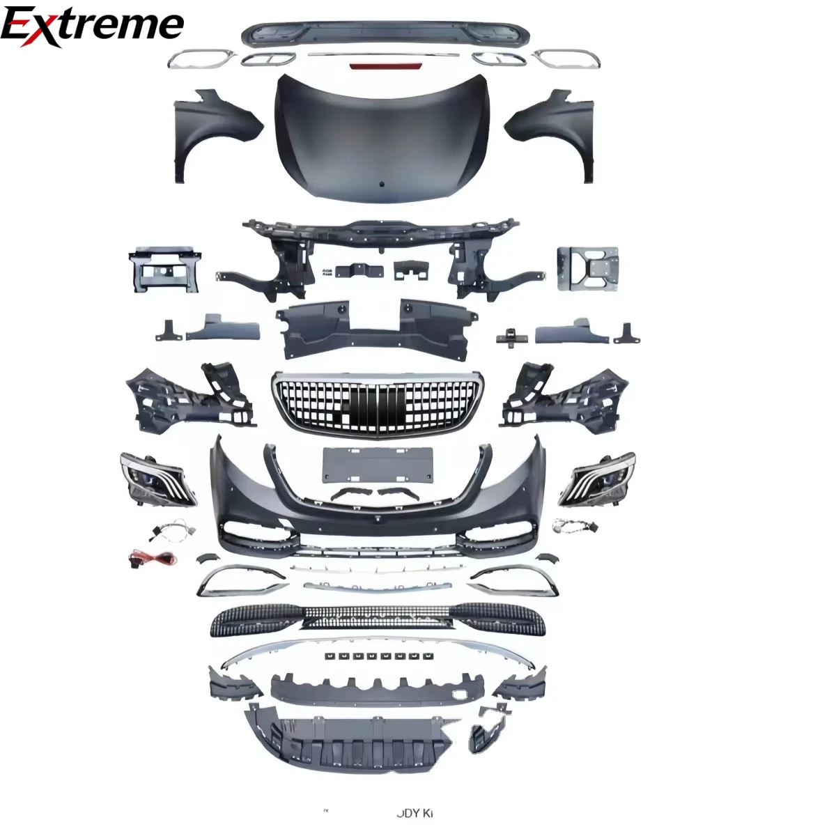 Bodykit for Mercedes W636 W639 Viano 2006-2015 Facelift to W447 Vito Metris MBH Style Car Bumper with Headlight Taillight