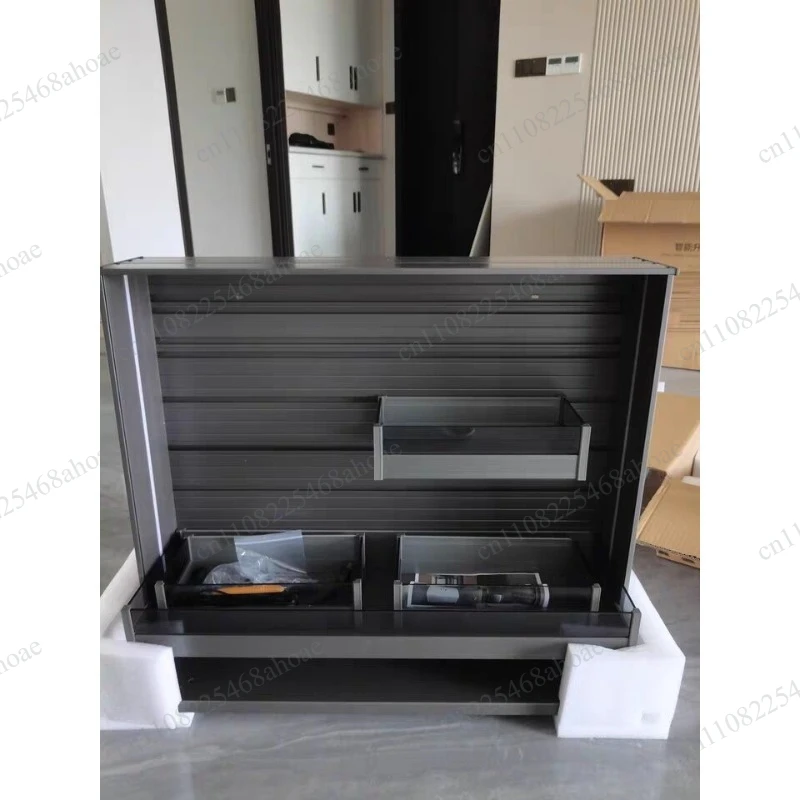 Up and down buffering double door seasoning basket, pull-down cabinet, kitchen cabinet lifting basket