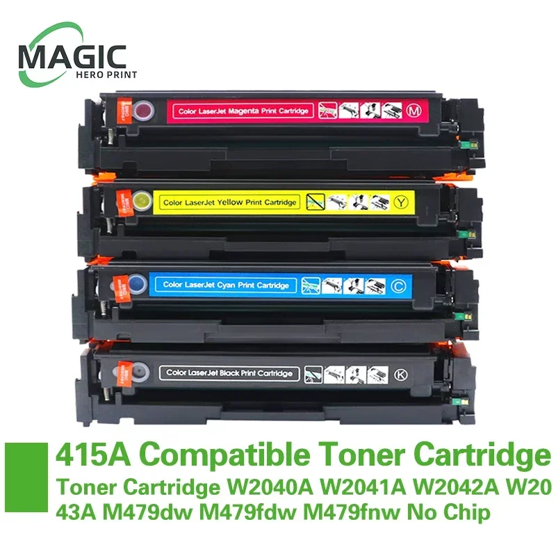 New 4PCS Compatible For HP 415A Compatible Toner Cartridge W2040A W2041A W2042A W2043A M479dw M479fdw M479fnw No Chip