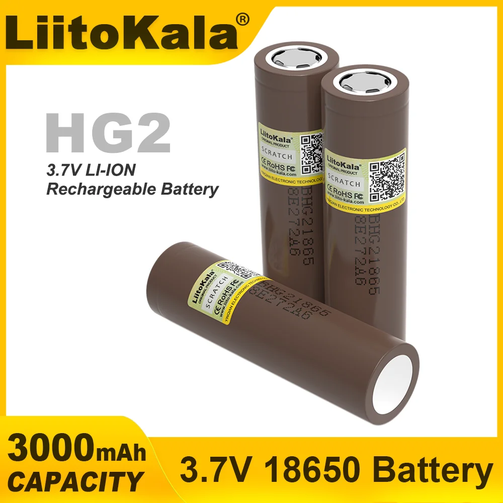 1-9PCS Liitokala New 18650 Battery HG2 3000mAh 3.7V Lithium Continuous Discharge 20A Dedicated Electronic Power  Battery