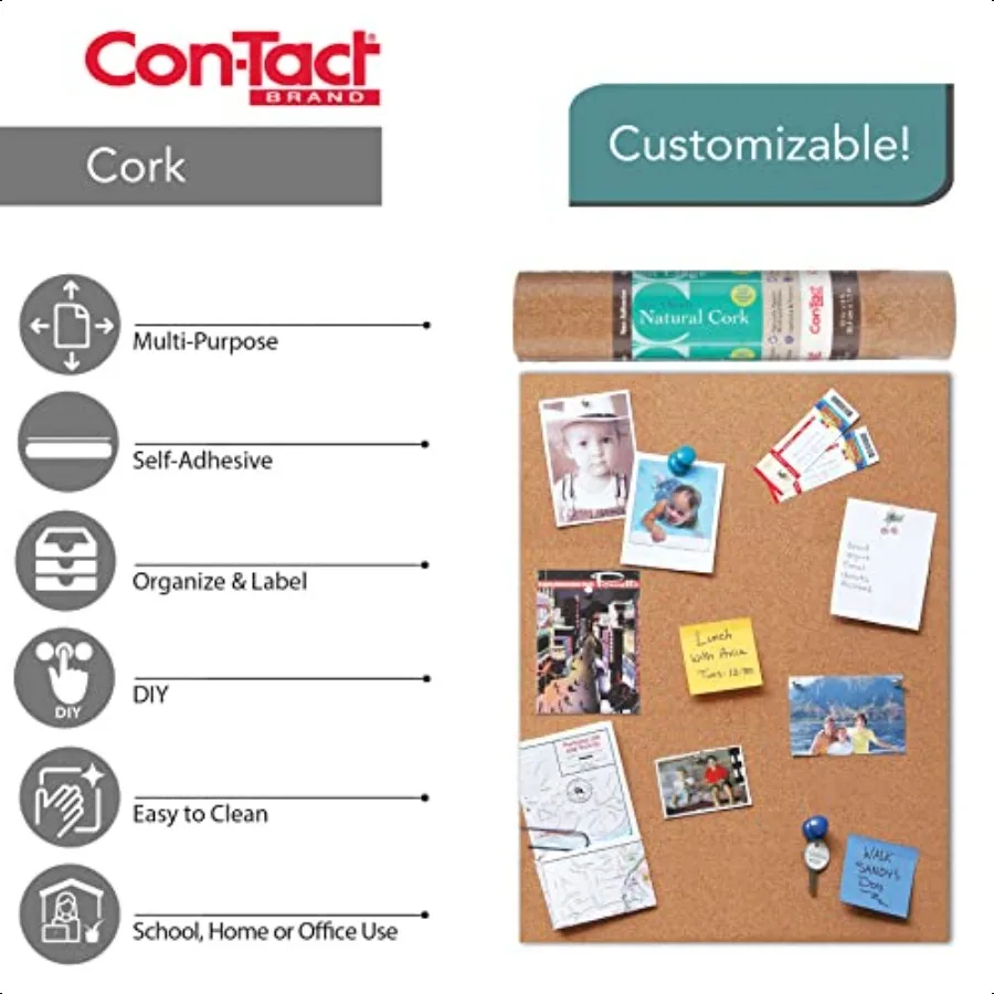 Rouleau de liège de marque rouleau de liège non adhésif revêtement d'étagère en liège polyvalent 12 "x 4' paquet naturel de 6