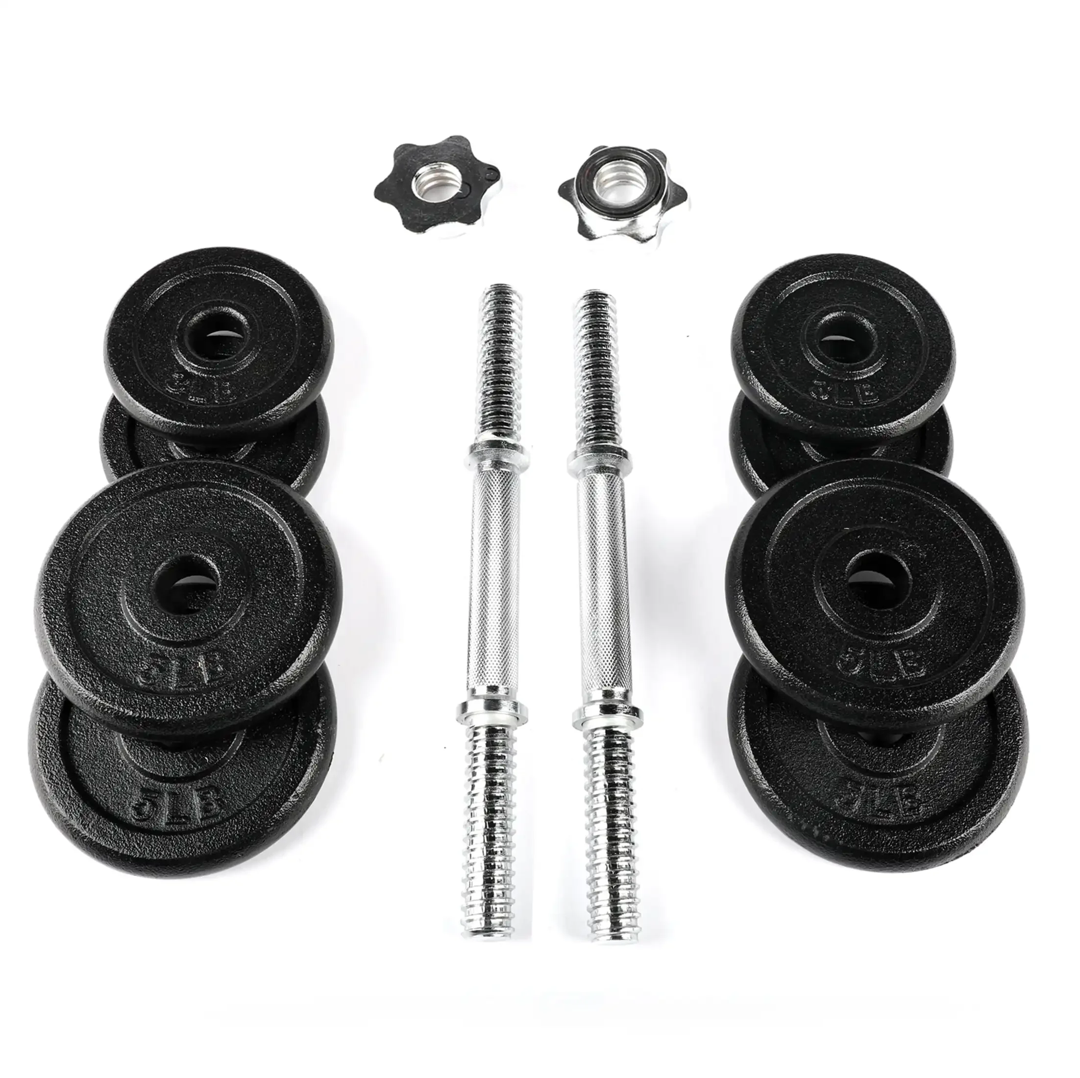 40lb Adjustable Dumbbell Set, Chrome & Black