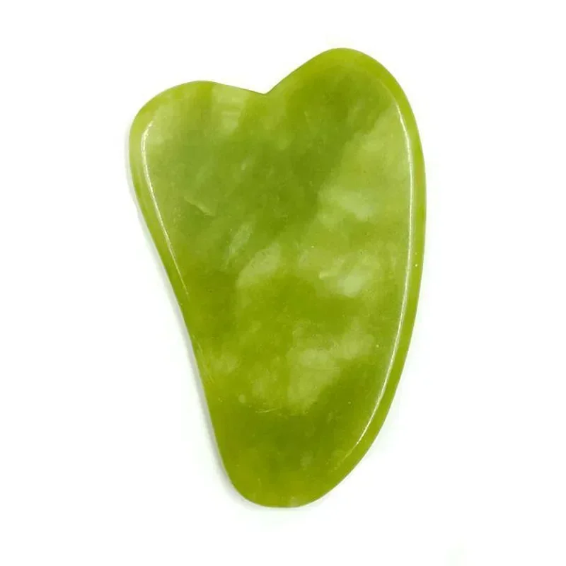 Placa de raspado Guasha de Jade Natural verde, masajeador Gua Sha, pieza Meridiana para cara y brazo