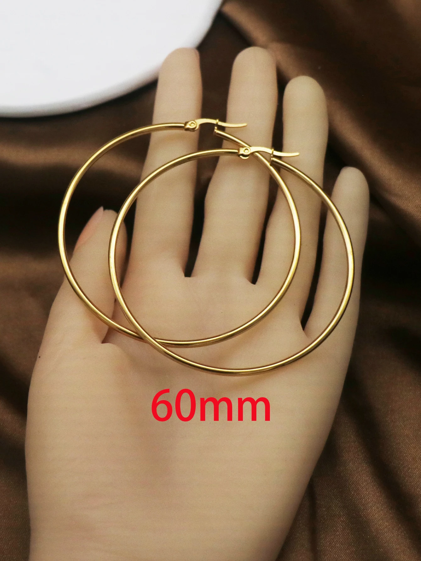 1 Paar/2 Stück 10 bis 70mm Goldfarbe große runde Edelstahl ohrringe trend iger Schmuck für Frauen