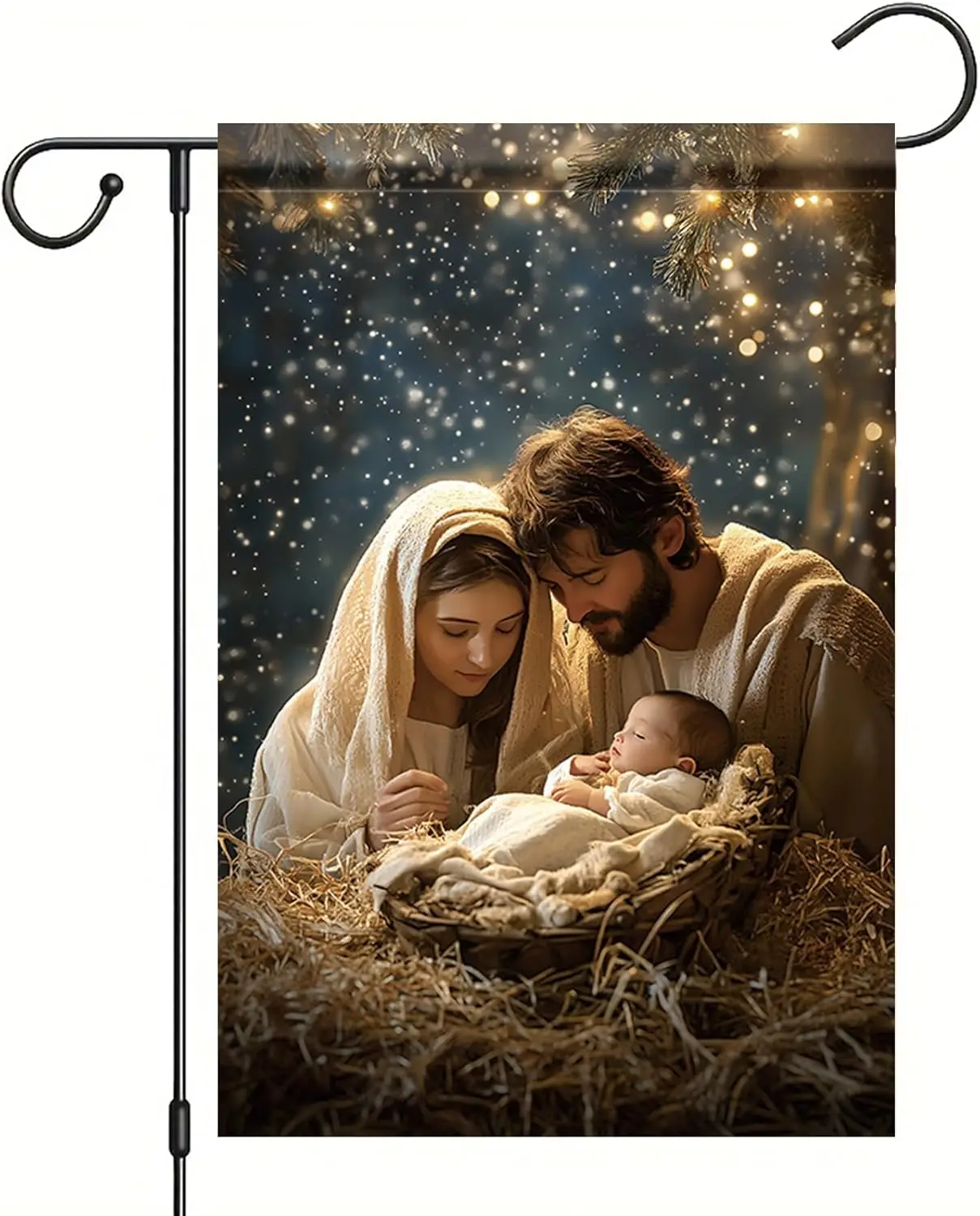 Christmas Garden Flag Nativity Scene Holy Family Baby Jesus 12x18 Inch Double Sided Outdoor Yard Banner for Religious Holida uui