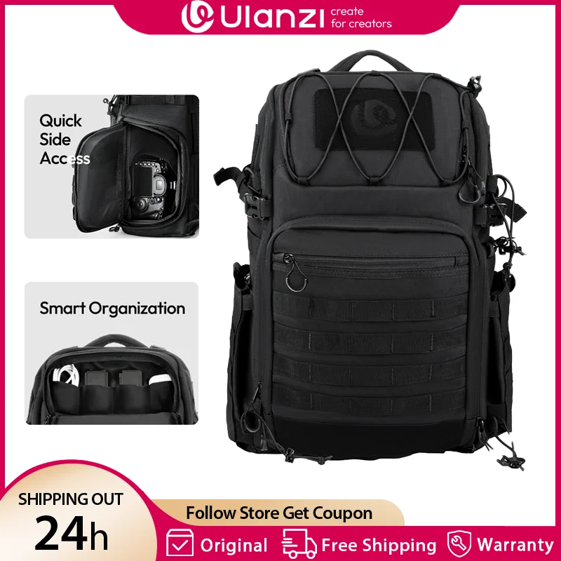 Ulanzi 28L BC007 Тактический рюкзак для фотосъемки на открытом воздухе Дорожная сумка для фотокамеры Canon Sony Nikon DSLR с дизайном ремешка Ulanzi 28L BC007 Тактический рюкзак для фотосъемки на открытом воздухе Дорожная сумка для фотокамеры Canon Sony Nikon DSLR с дизайном ремешка