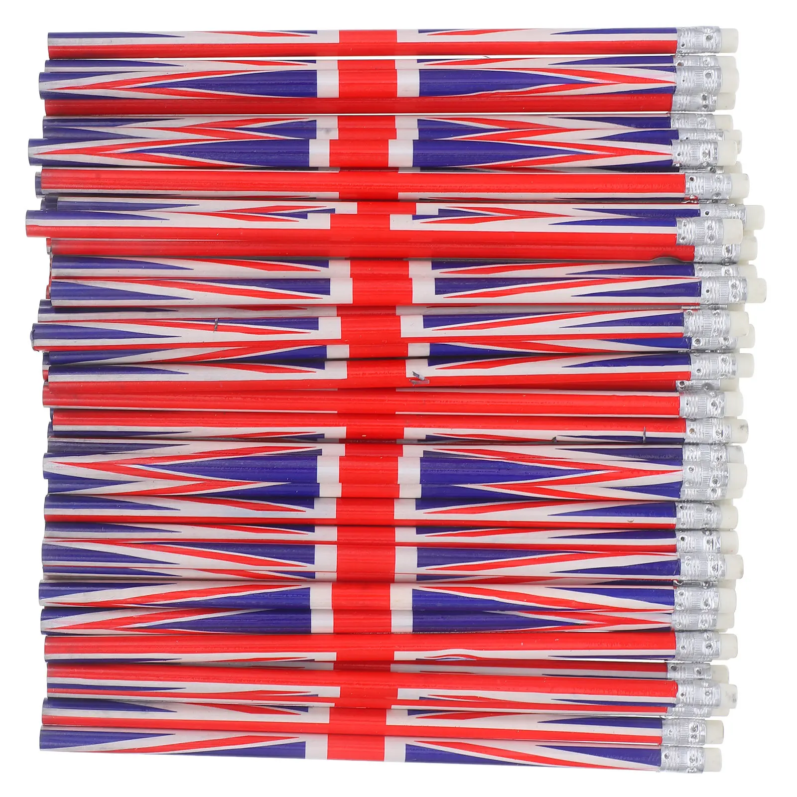 60Pcs Decorative England Flag Wooden Pencils Lightweight Compact Solid Wood Writing Pencils Bulk Pack for Painting Drafting