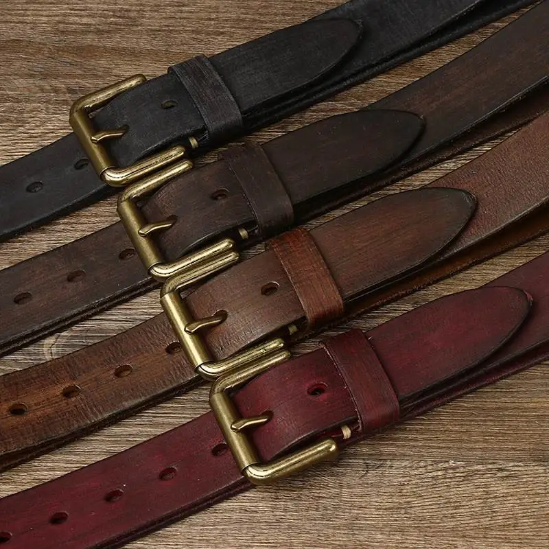 Ceinture en cuir à boucle ardillon pour hommes, jeans pour jeunes, simple et polyvalent, première couche, pur Cirhide, tendance de la mode