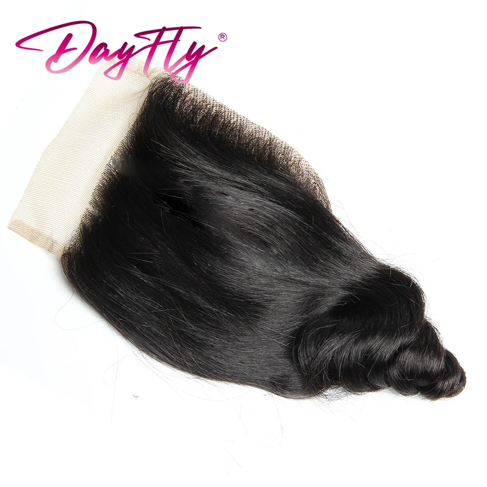 Loose Wave Bundles with Closure 4x4 Brazilian Human Hair Weave 5Pcs Bouncy Curly Bundles with Closure HD Transparant 5+1/lot