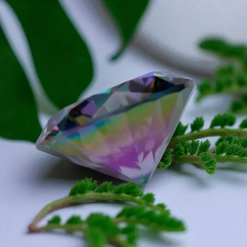 

Moissanite Stone Round Cut Rainbow Green Loose Gemstone For Jewelry Making With GRA Certificate Pass Diamond Tester