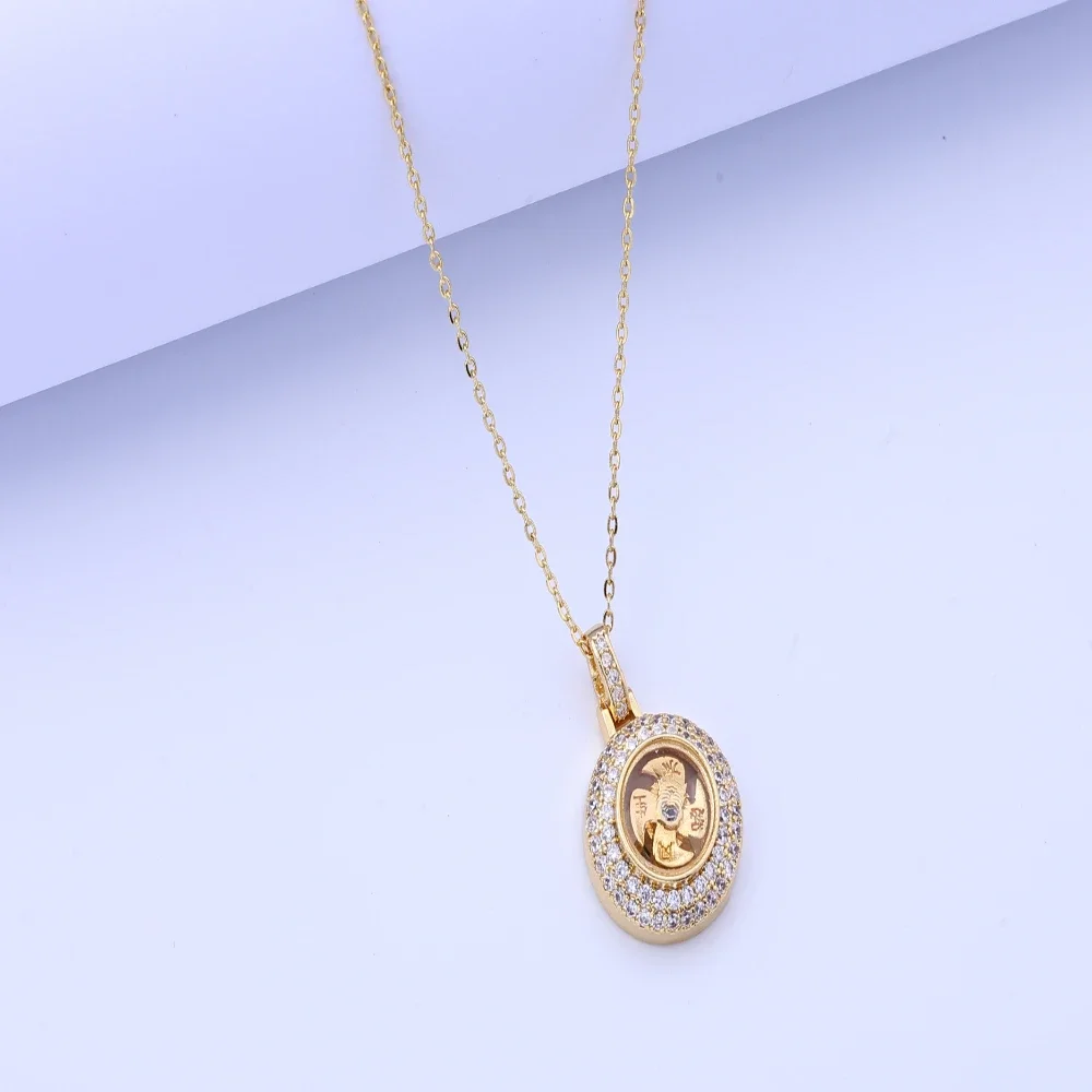 Collana con ciondolo rotante con diamanti intarsiati di ispirazione vintage - Decorazione di gioielli unisex per uomini e donne