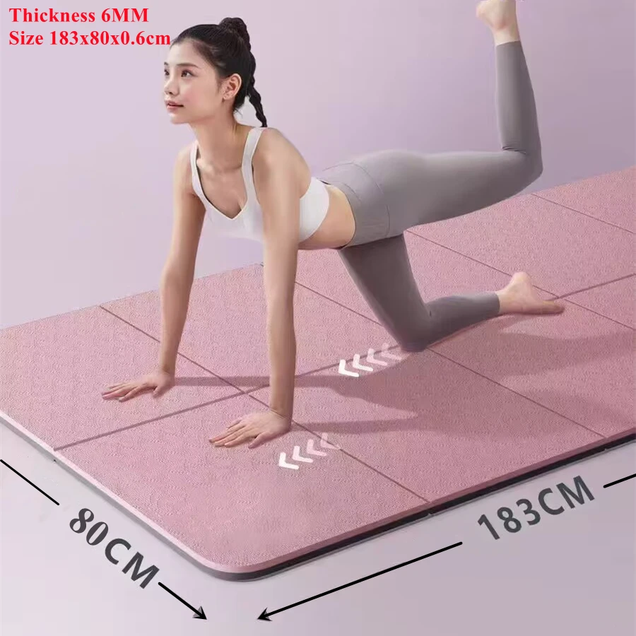 

183s80x0.6cm Double Sided Non-Slip Pilates Foldable Yoga Mat Mute Friendly Folding Travel Fitness Exercise Floor Workouts Dance