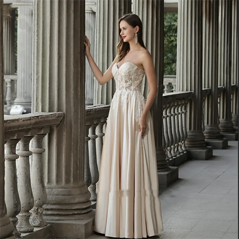 Maßgeschneiderte Champagner-Abend-Partykleider für Frauen 2026, ärmellos, herzförmig, Vintage-Stil, besondere Anlässe, formelles Kleid, individuell gestaltet