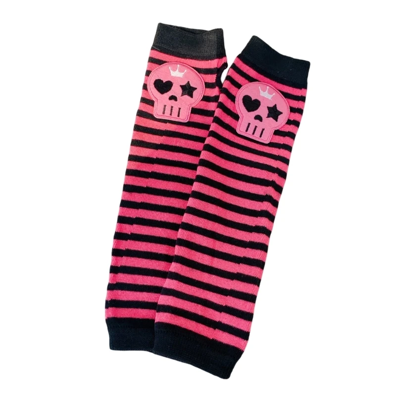 Striped Arm Warmer Arm Sleeves With Thumb Holes y2k Arm Sleeves Y2k Arm Cover Harajuku Skull Arm Warmer Punk Arm Sleeves