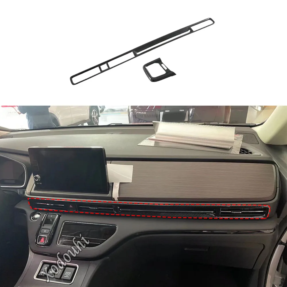 For Honda Odyssey 2022 2023 2024 Carbon Fiber Center Console Front Air Conditioning Outlet Vent Trim Frame Car Accessories Parts