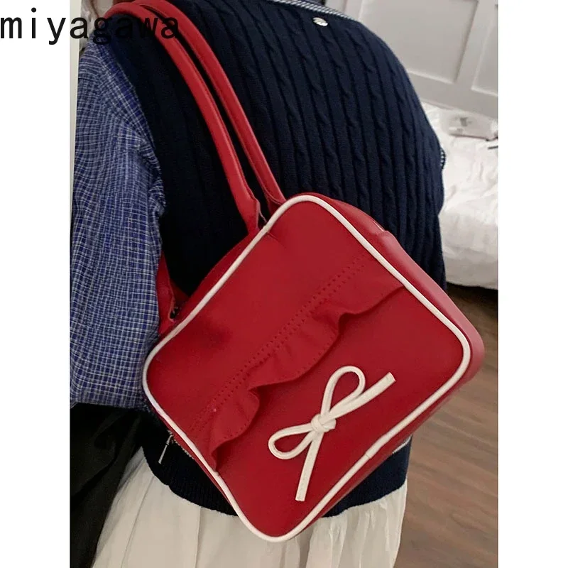 Miyagawa bolso de mano con diseño de nicho coreano para mujer, nueva moda, bolsos con lazo para las axilas, bolso de hombro para ir al trabajo