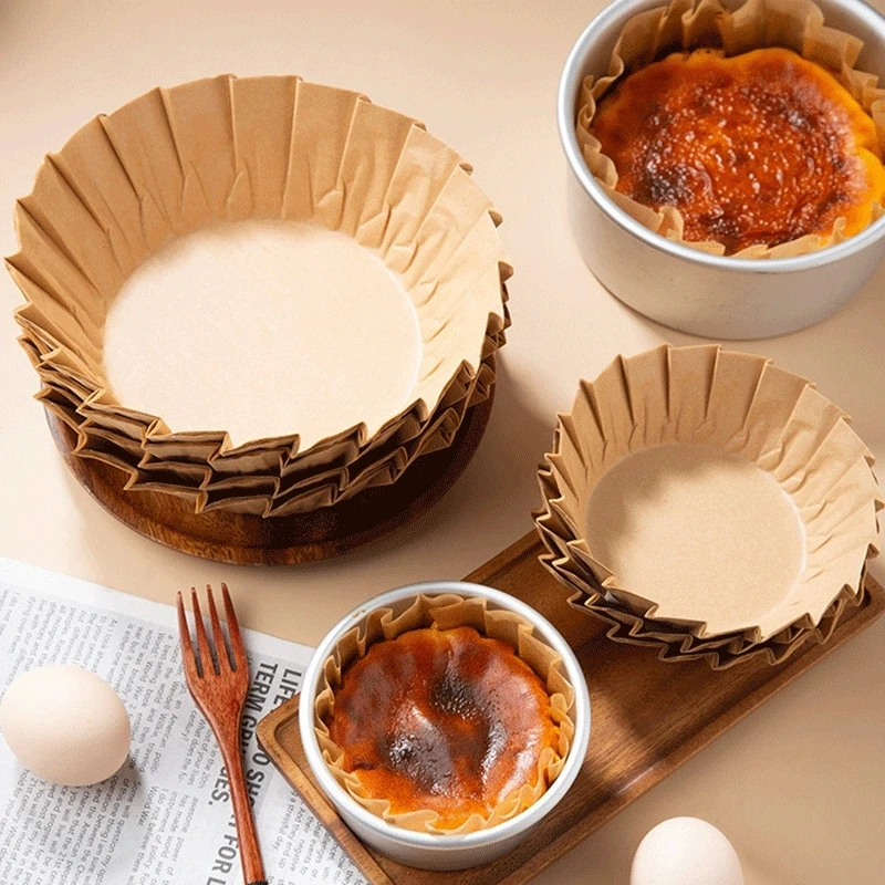 Foldable Basque Cheesecake Oil Paper Tray 4/6/8 Inch Disposable Release Mousse Cake Mold Baking Proof Edge Easy Cake Making