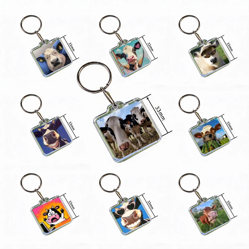 Coquette Kawaii Ox Meme Acrylic Keychain Handmade Hanging Ornaments Clothes Backpack Decoration Accessories Gifts with Friends