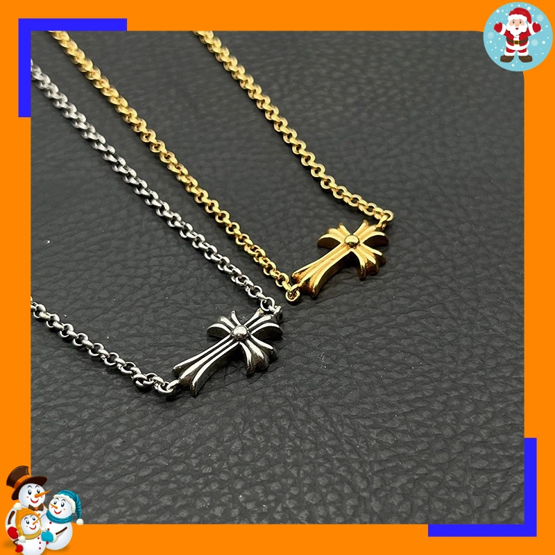 Premium Retro Cross Collarbone Chain Gold Necklace Femininity Classic Popular Pure Desire Style