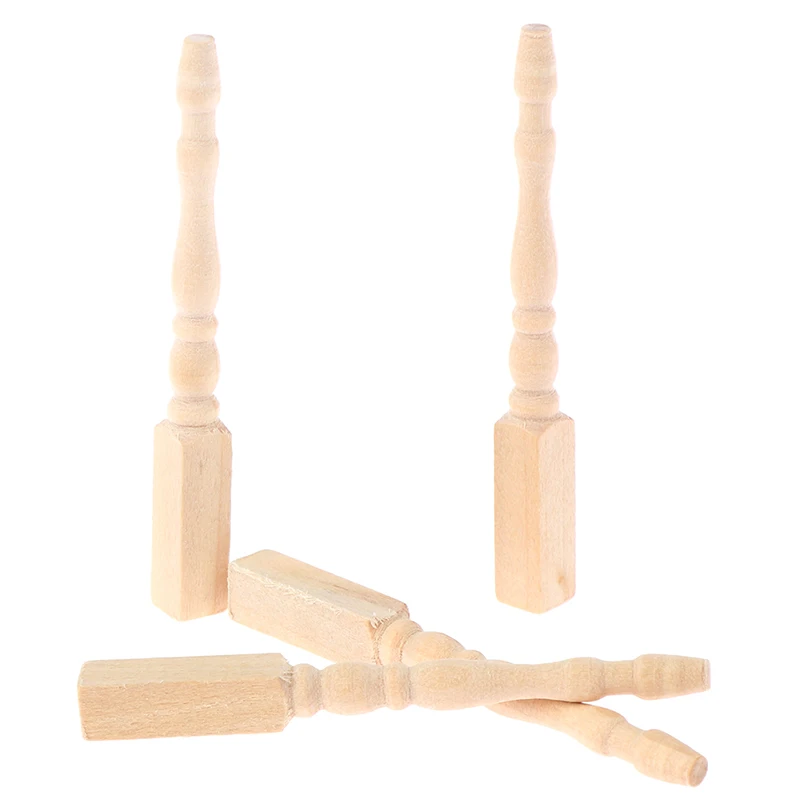 ●4pcs/set 1:12 Dollhouse Miniature DIY Wooden Table Leg Furniture Accessories