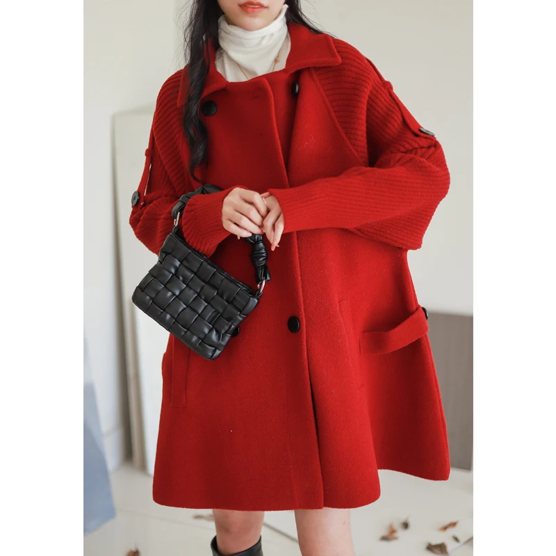 

Двубортный свитер-пальто Phil Dan Thiened Tee Pou Appmate A-Line Wide Sle Camere, модель 2206, простой дизайн