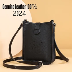 Fashion Solid Color Cowhide Women Shoulder Crossbody Bag Luxury Ladies Phone Bag And Purses Genuine Leather Handbag Women's Bags