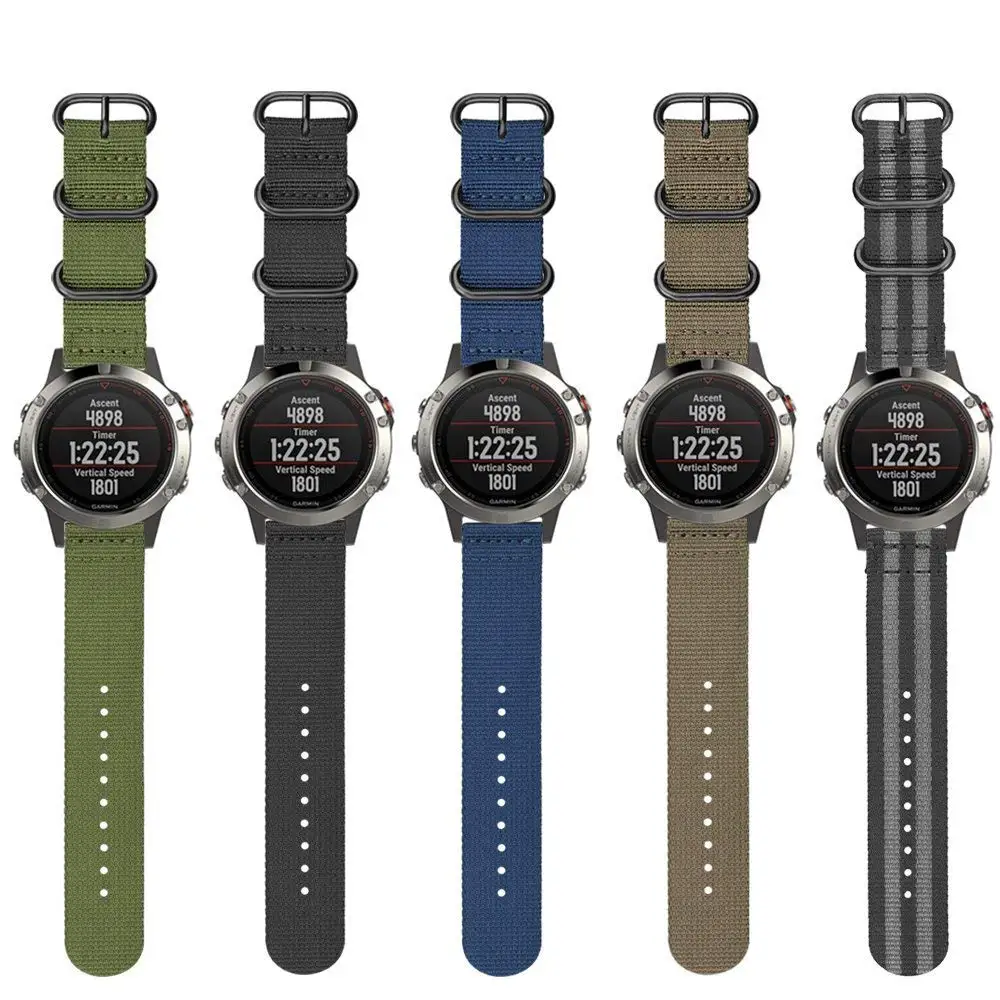 20mm 22mm Premium Nato Nylon Strap Watch Band For Garmin Fenix 5 5S/6 6S Pro/ Instinct / Forerunner 935 /Approach S60 with Tool