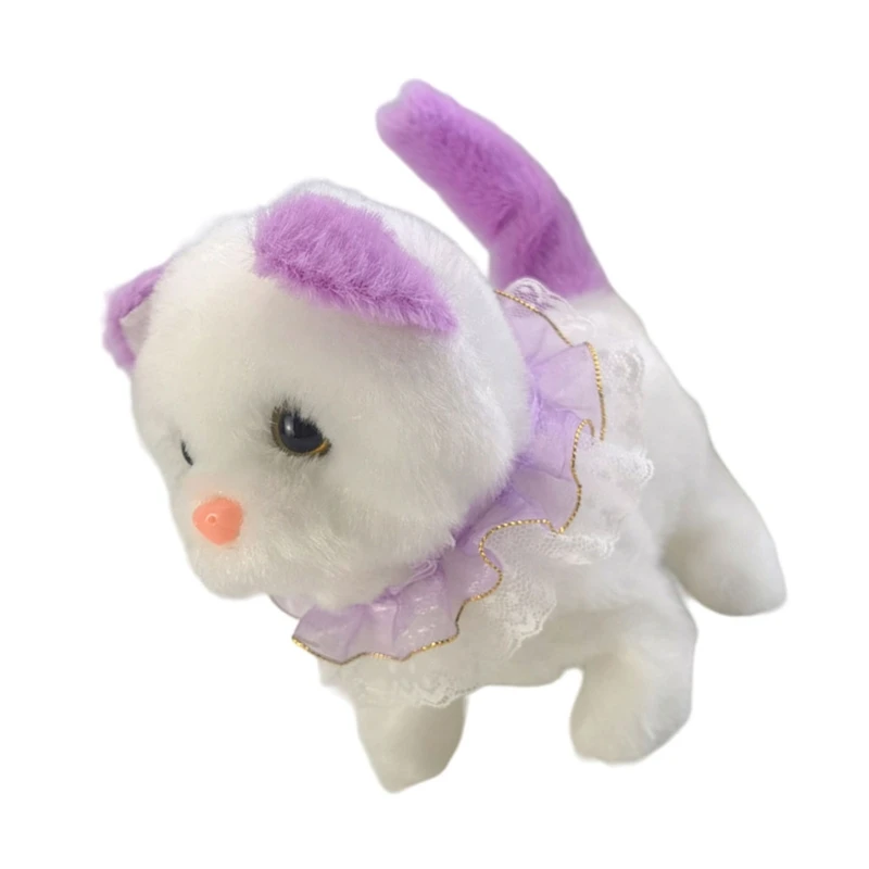 Jouet chaton en peluche réaliste qui marche miaule pour enfants adultes