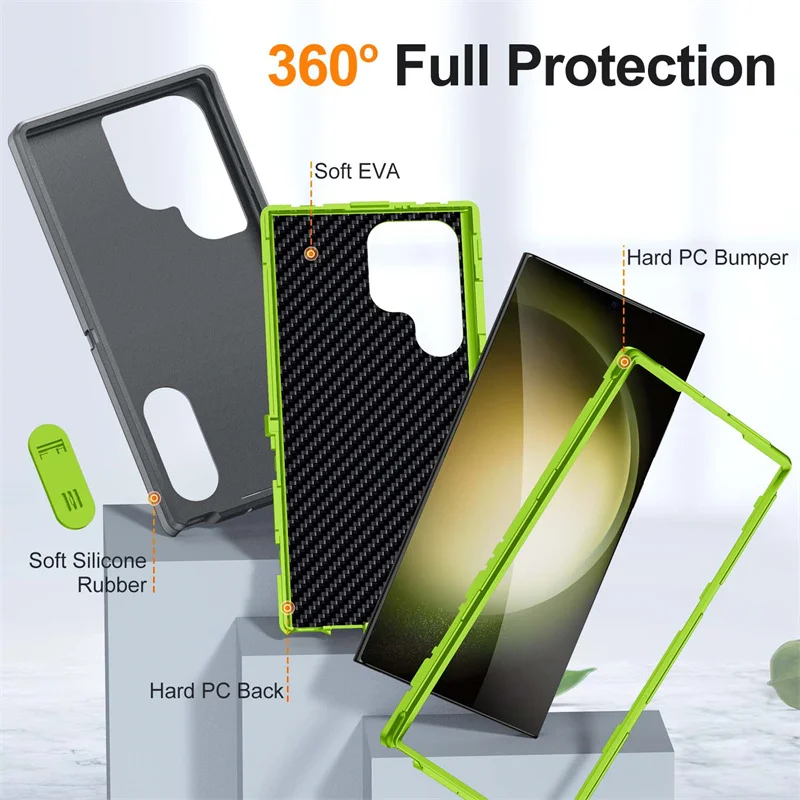 Hidden Stand Hybrid Heavy Armor Holder Case For Samsung Galaxy S24 S23 S22 Plus Ultra A15 A54 A14 A53 A13 A03S Matte Back Cover