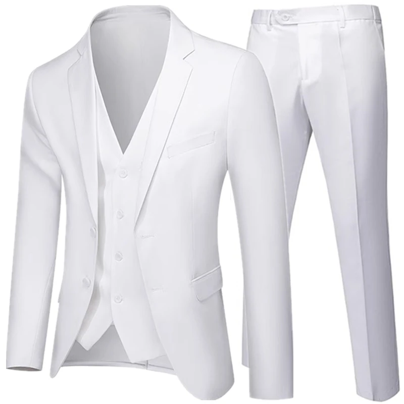 Business Suit Jacket Coat Blazers Trousers Waistcoat Men\'s Wedding Three Pieces Pants Vest Large Size Professional Suits