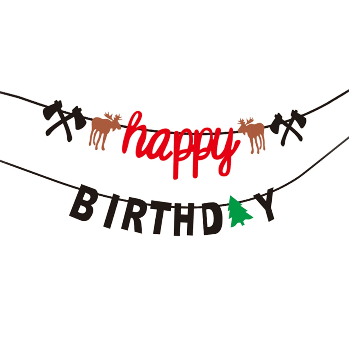 

Lumberjack Decoration Birthday Banner Happy Letter Streamer for Party Flag Non-woven Fabrics