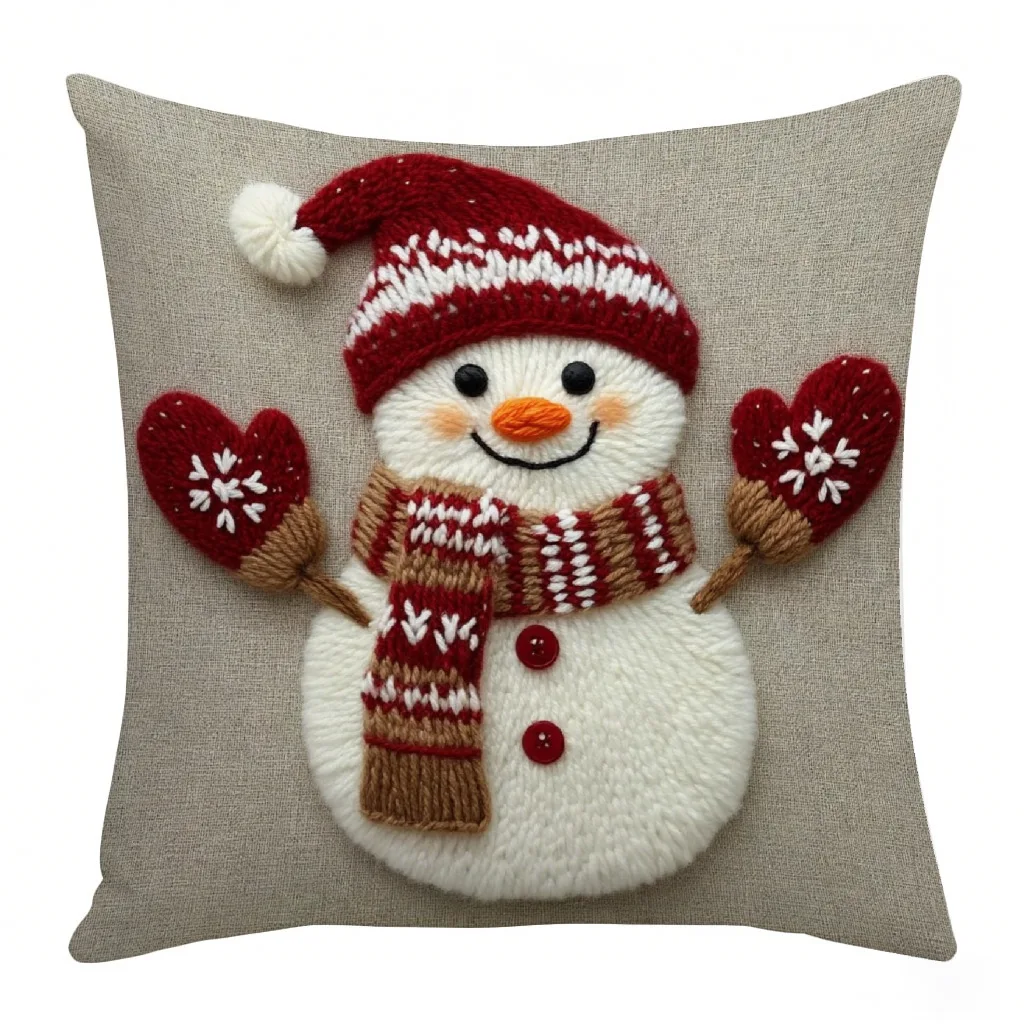 Christmas Linen Printed Cushion Cover Holiday Decor Sofa Pillow Case Wholesale 5