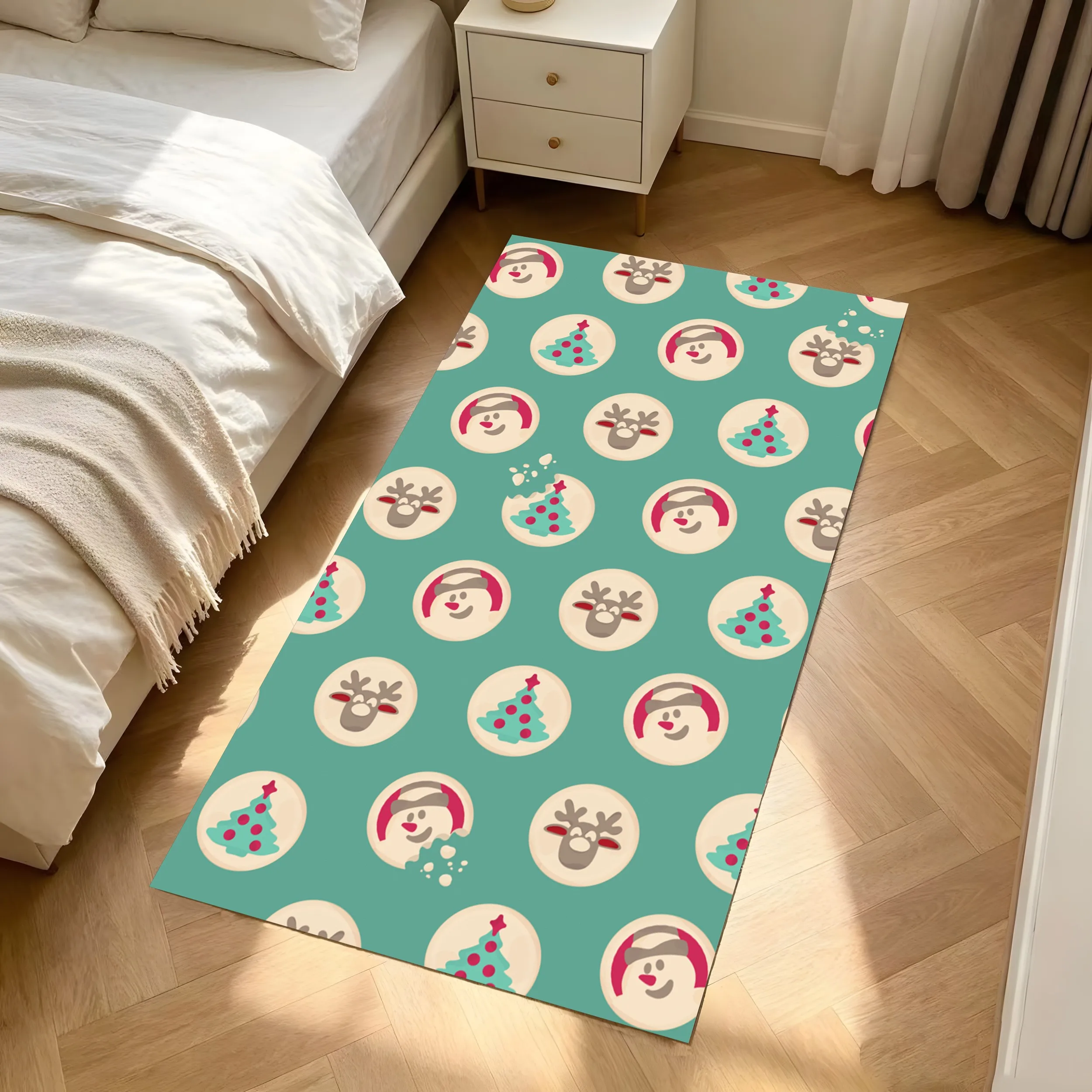 2D Large Carpet with Floral Horizontal Stripe Cross Pattern Macaron Sweet Style Soft and Pleasing to the Eye Overflowing with